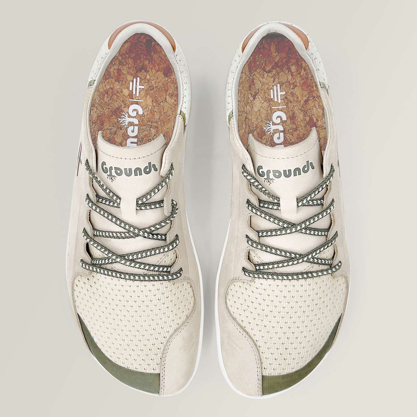 Stone White/Olive-Groundz_Bios_barefoot_grounding_sneakers