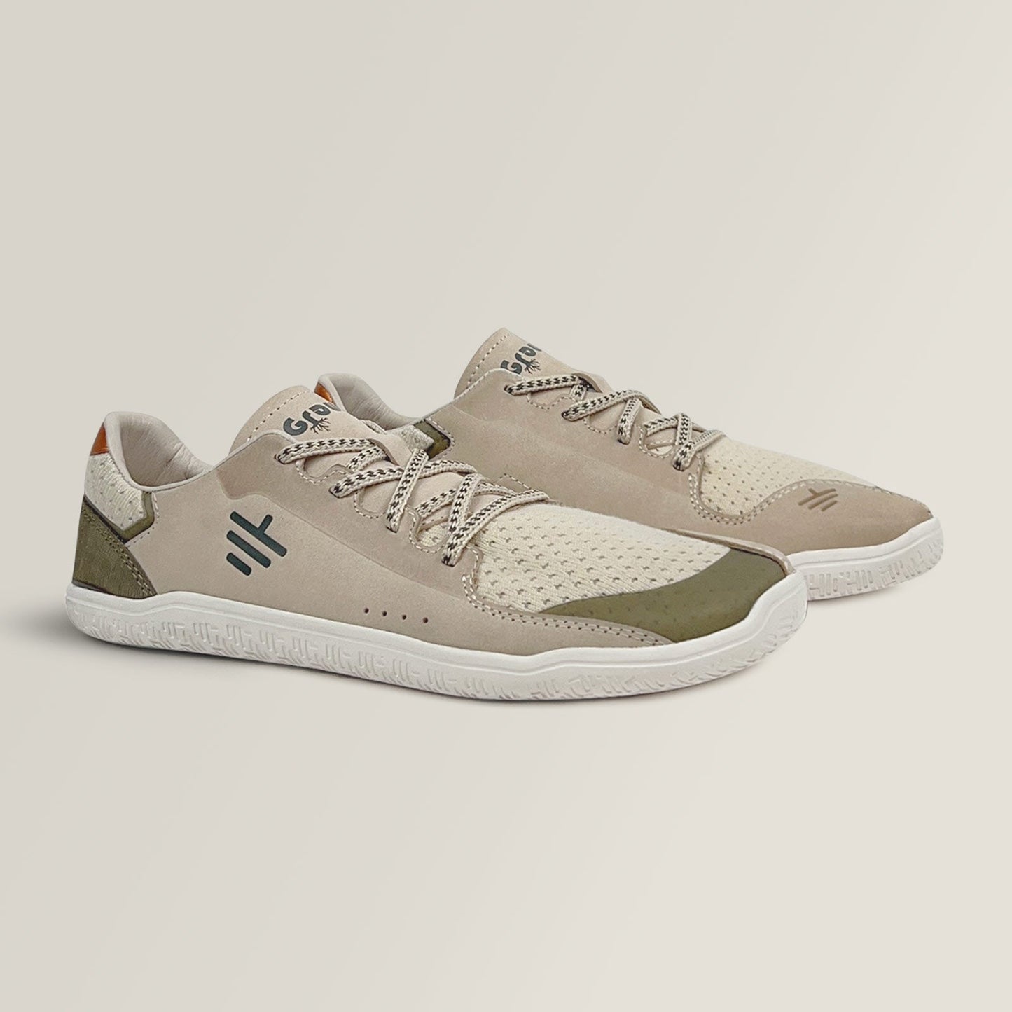 Stone White/Olive-Groundz_Bios_barefoot_grounding_sneakers
